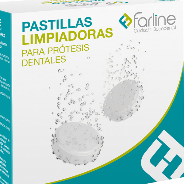 PASTILLAS LIMPIADORAS PARA PRÓTESIS DENTALES FARLINE 32 PASTILLAS