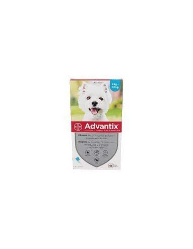 ADVANTIX 100/500 mg SOLUCION SPOT-ON PARA PERROS  4-10 kg 4 PIPETAS CORTAS 1 ml