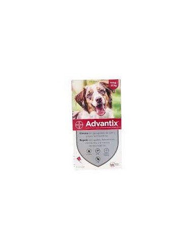 ADVANTIX 250/1250 mg SOLUCION SPOT-ON PERROS  10-25 kg 4 PIPETAS CORTAS 2,5 ml