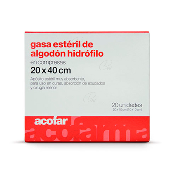 GASA ESTERIL ALGODON HIDROFILO COMPRESAS 20 X 40 20 U