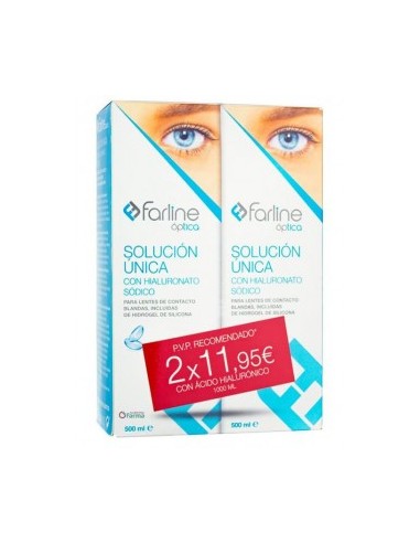 FARLINE OPTICA SOLUCION UNICA CON HIALURONICO 2 ENVASES 500 ml DUPLO