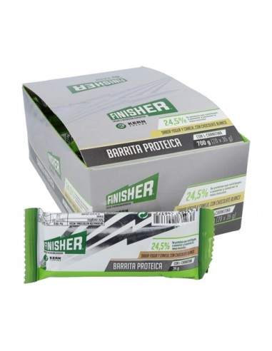 FINISHER BARRITAS PROTEICAS CON L-CARNITINA 20 BARRITAS SABOR YOGUR Y CANELA CON CHOCOLATE BLANCO