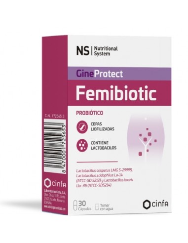 NS FEMIBIOTIC 30 CAPSULAS COMPLEMENTO ALIMENTICIO CON LACTOBACILLUS IDEAL PARA LA SALUD FEMENINA