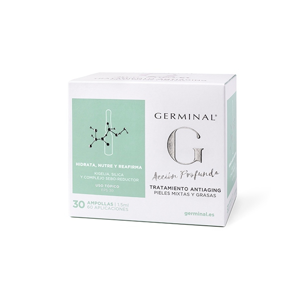 GERMINAL ACCIÓN PROFUNDA TRATAMIENTO ANTIAGING PIELES MIXTAS Y GRASAS 30 AMPOLLAS