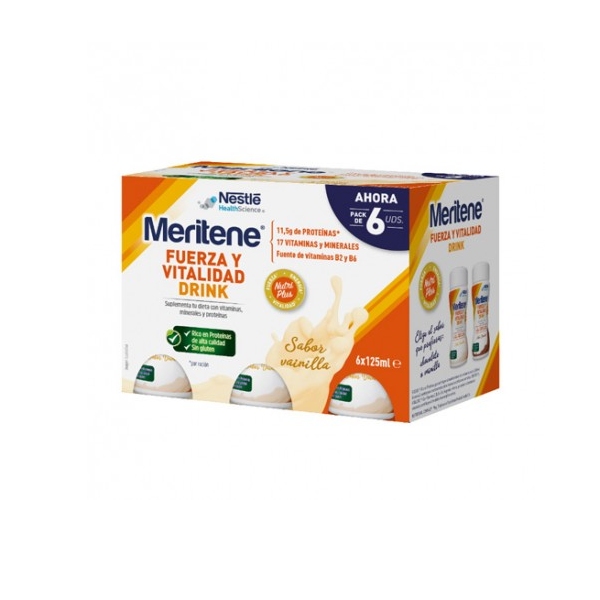 MERITENE FUERZA Y VITALIDAD DRINK PACK VAINILLA 6 U X 125 ML