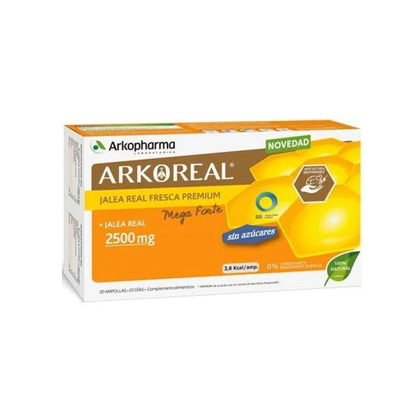 Arkoreal Jalea Real Fresca Premium Premium Mega Forte 2500 Mg 20 Ampollas